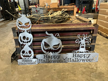3 Stacked Evil Pumpkins- Halloween Metal Yard Stake
