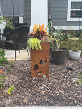 Super Duty Raw Steel Planter, Tall Rectangular with Butterfly Cutouts - Made in USA